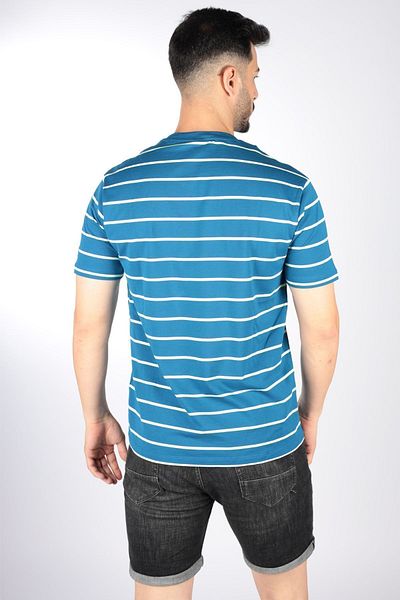PAUL&SHARK Tricou cu mânecă scurtă cu mânecă scurtă în dungi cu logo-ul mărcii pentru bărbați23411082-265