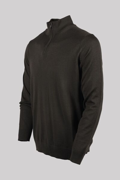 Emporio Armani Men's Brand Logo Detailed Stand Collar Zipper Closure Black Sweater 8N1MUX 1MJXZ-05A6