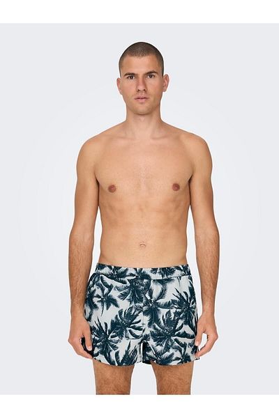 Only & Sons Ανδρικό πράσινο σορτς Todd Swim Shortest Palm Aop 22026141 -21