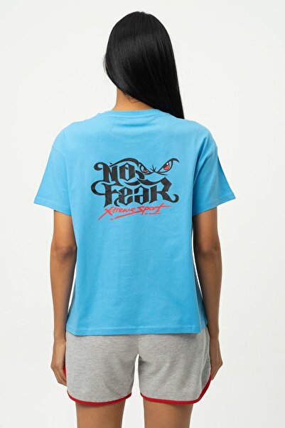 No Fear Blue Crew Neck Short Sleeve Combed Cotton Women's T-shirt W50083
