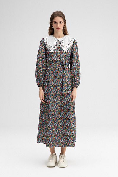Touché Privé Floral Collar Poplin Dress