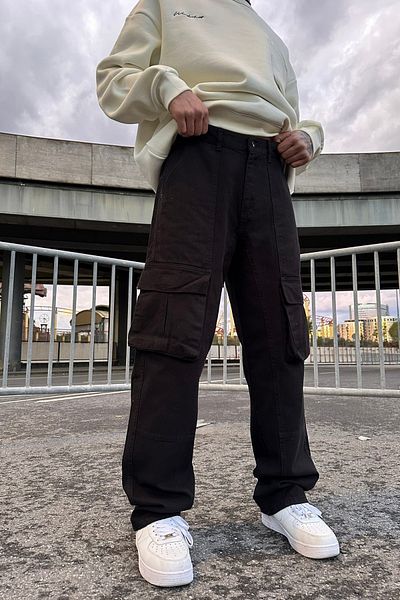 No362 Black Striped Cargo Pants 2161