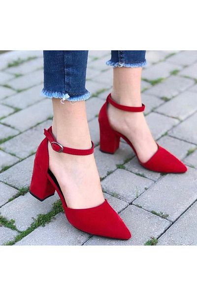 Demashoes Women's Red Suede Heeled Shoes