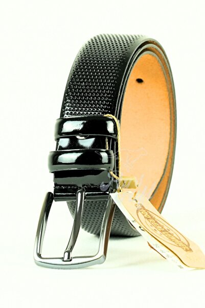 Parscraft Γνήσιο δέρμα ανδρική ζώνη 3,5 εκ. Μαύρη βελόνα με στάμπα κλασική υφ...