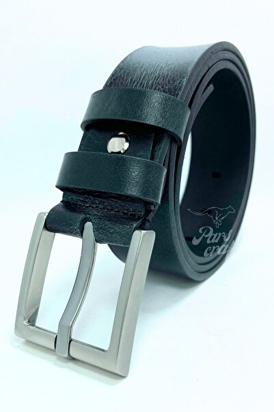 Parscraft حزام رجالي من الجلد الطبيعي مقاس 4 سم من سلسلة Nevada الحصرية باللون الأسود، إبزيم سميك بقفل خاص