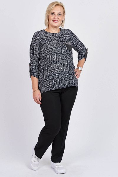 Flaş Triko Women's Black Pocket Detailed Patterned Blouse 3320238