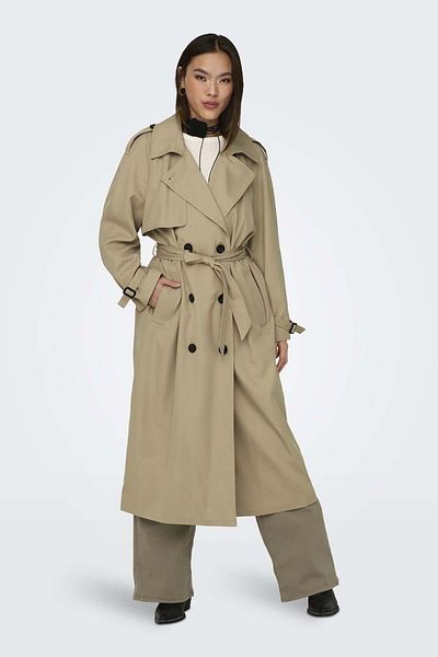 ONLY Onlchloe Damen Trenchcoat mit Gürtel 15242306   Beige