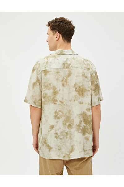 Koton Summer Shirt with Abstract Print Detail Turn-down Collar Viscose Fabric