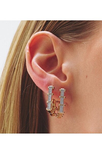 Pinery Jewels Vıp Seri - Zirkon Taşlı Kimler Geldi Serenay Küpe Çifti