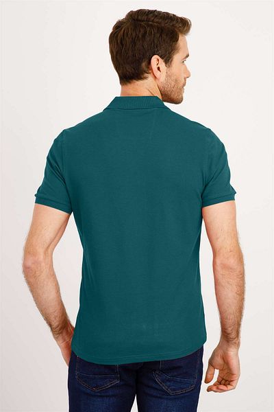 İgs Ανδρικό μπλουζάκι Petrol Modernfit / Slim Fit Polo Neck T-shirt