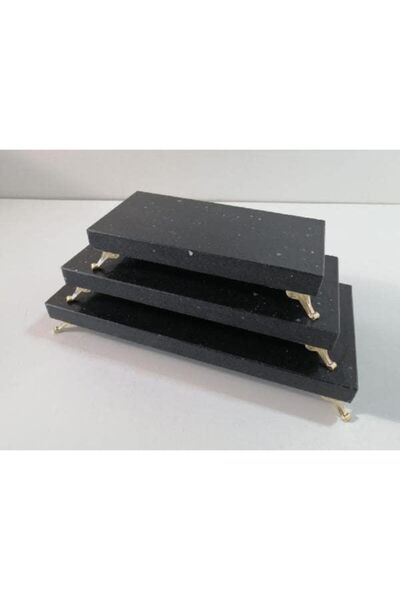 Başakmarble رخام كوارتز كوني 3 قطع قاعدة ذهبية