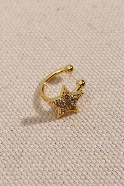 Genel Markalar Gold Renk Yıldız Figürlü Kıkırdak Küpe