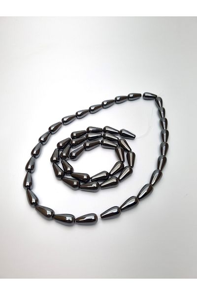 Yüksel Boncuk Hematite Stone Drop Cut Natural Stone String