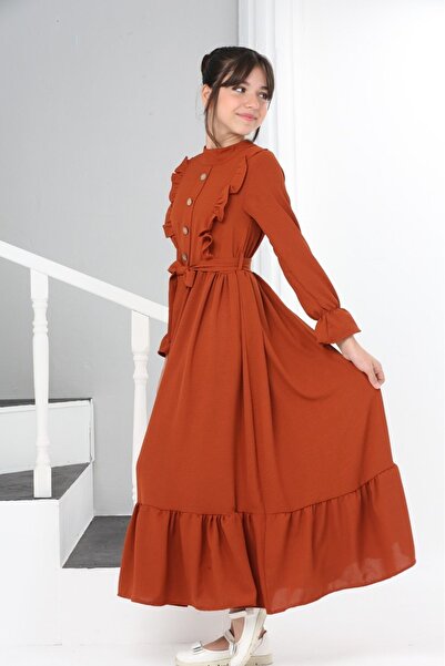 Asortik Kids فستان حجاب طويل من قماش الكتان Aerobin للفتيات الصغيرات 11 سنة -...