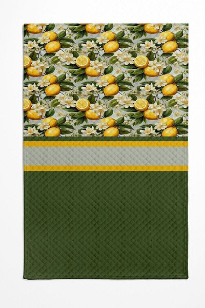 Else Dekor Green Lemon Patterned Printed Double Pique Bedspread Set