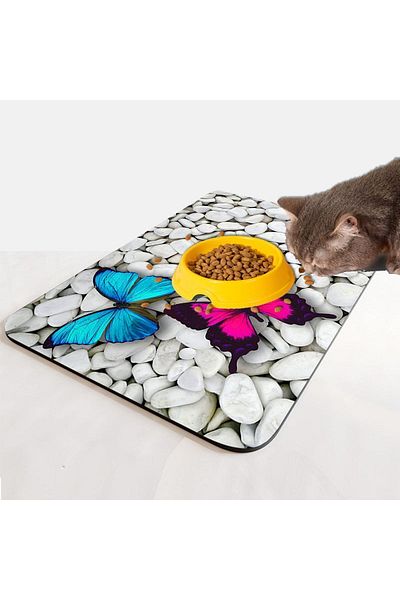 Else Dekor Else Cat Dog Food Water Pet Feeding Mat Mat Easy to Clean Absorbent Waterproof Base