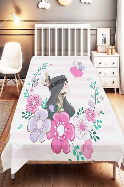 Else Dekor Girl Patterned Native American Children and Baby Bedspread - Decorative