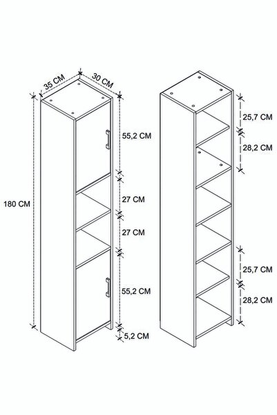 Bofigo 2 Kapaklı 6 Bölmeli Çok Amaçlı Dolap Alya Çok Amaçlı Mutfak Dolabı Banyo Dolabı Beyaz