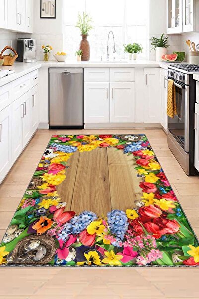 Else Halı Dekoratif Desenli Yıkanabilir Kaymaz Taban Mutfak Halısı Ds-36