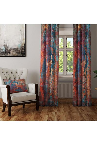 Else Dekor Orange Green Yellow Oriental Authentic Anatolian Ottoman Patterned Background Curtain Kil1