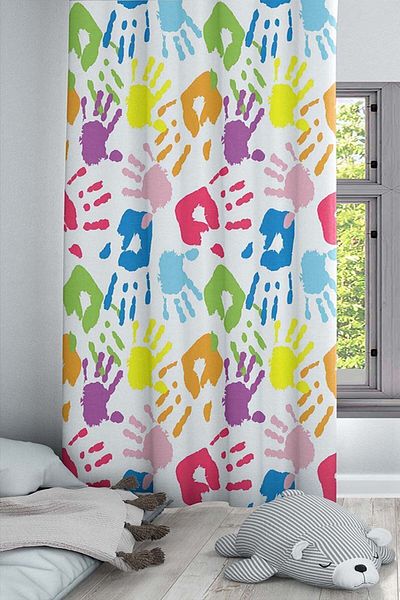 Else Dekor Cortina de fundal decorativă colorată pentru copii și bebeluși, cu model de mâini