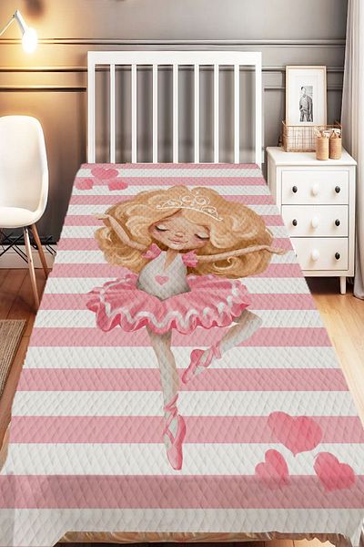 Else Dekor Pink and White Single Children's Pique Set - Princess Pattern