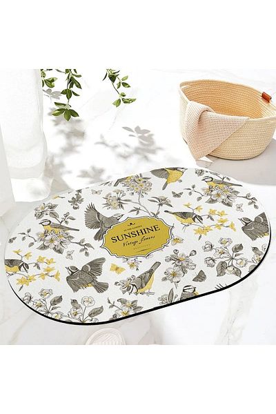 Else Dekor Else Floral μοτίβο ντους που απορροφά νερό μπροστινό χαλάκι μπάνιου Κάθισμα τουαλέτας Οβάλ χαλί μπάνιου ynps-08