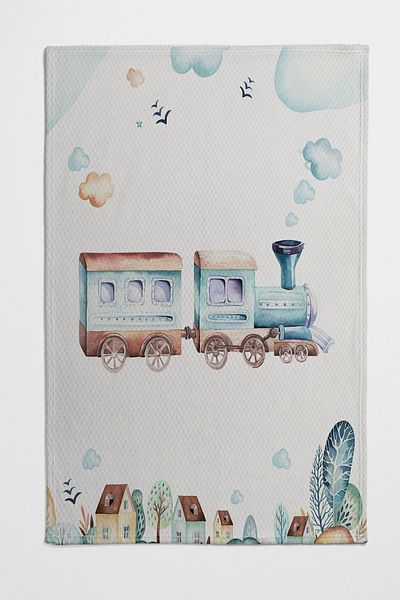 Else Halı Else Blue Train City Patterned Bedspread Single Children's Pique Set