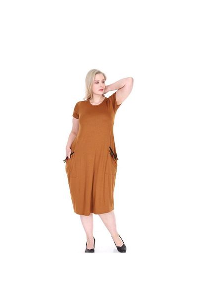 garajmood Mustard Pocket Tassel Detail Plus Size Dress