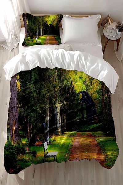 Else Dekor Σετ Παιδικό Παπλωματοθήκη Cotton Satin - Forest Πάγκος με μοτίβο εμπριμέ, Μονό