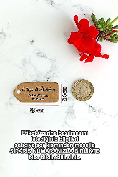 Vice Kişiye Özel Baskılı Kraft Etiket / Hediyelik Etiketi / 100 Adet (2,4X 5,4 CM)