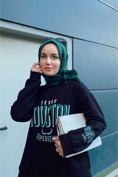 Basicpark Set de partea superioară cu fund negru din bumbac Houston