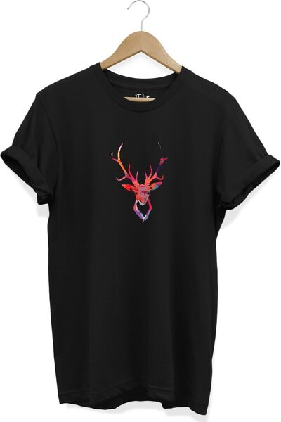 The Baski Jelen Štampano crni unisex kratki rukav T-shirt