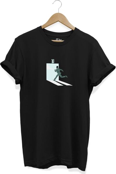The Baski Crni unisex muškarac trči ka izlazu - Idi na izlaz Štampano kratki ...