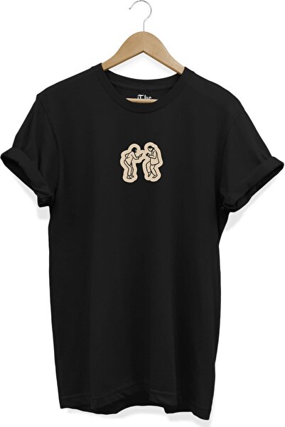 The Baski Crni unisex plesni par Štampano kratki rukav T-shirt