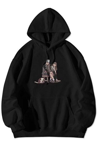 The Baski 14. februar mačka Štampano 100% pamuk Unutrašnjost P Flis Crna majica