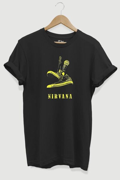 The Baski Crna unisex Nirvana muzička grupa Štampano kratki rukav T-shirt