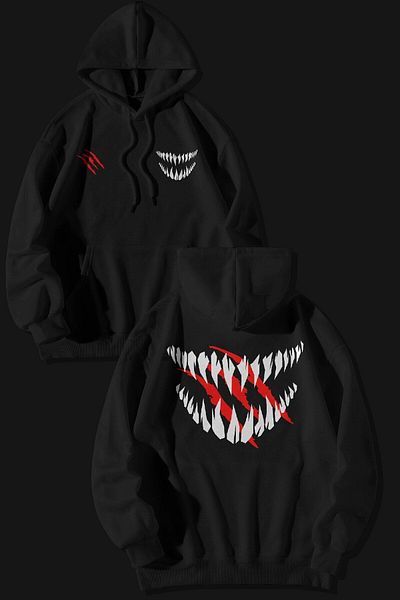 The Baski Predatory Claw Design Back Printed 100% Cotton Fleece Premium Black Sweatshirt
