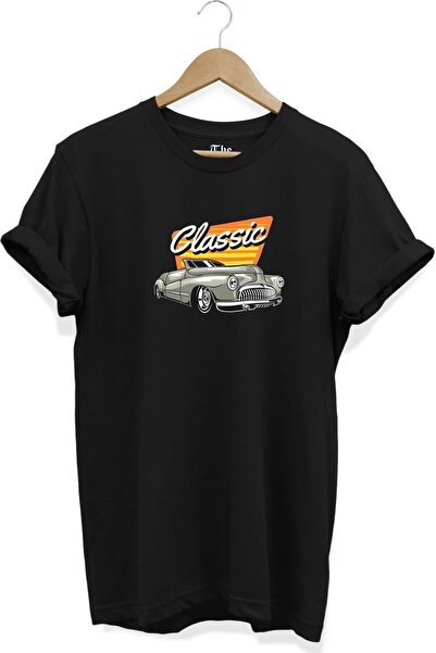 The Baski Crna unisex klasična automobilska grafika Štampano kratki rukav T-s...