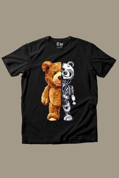 The Baski Tricou negru cu mânecă scurtă, unisex, cu schelet, imprimat