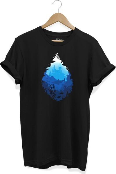 The Baski Crna unisex majica Atlantis City Štampano kratkih rukava T-shirt