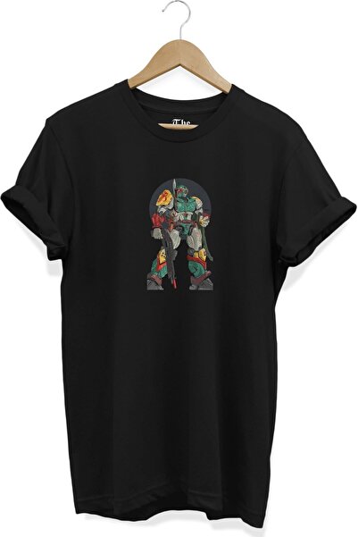 The Baski Crni unisex The Mandalorian Robot Štampano kratki rukav T-shirt