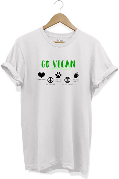 The Baski Bela unisex veganska majica - Go Vegan Štampano kratki rukav T-shirt