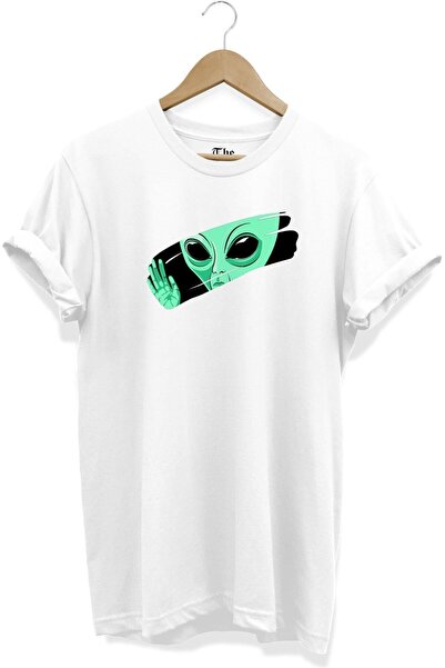 The Baski Alien Alien Štampano bela unisex majica kratkih rukava T-shirt