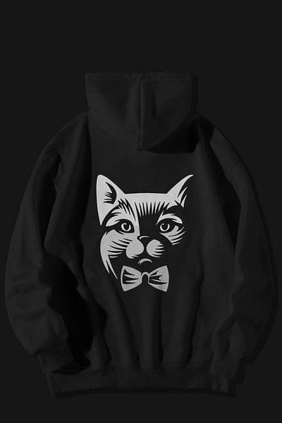 The Baski Blue Meow Design Back Printed 100% Cotton Fleece Premium Black Sweatshirt