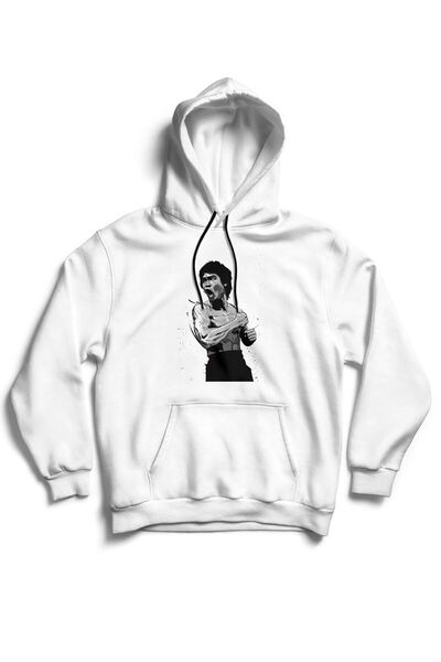 The Baski Unisex bela Bruce Lee Štampano Kengur džep Sa kapuljačom visokokval...