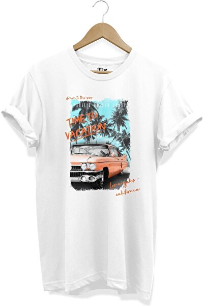 The Baski Bela unisex majica Los Anđeles - Kalifornija Auto Štampano Kratki r...