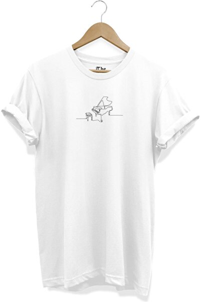 The Baski Beli unisex jednolinijski klavir Štampano Cool kratki rukav T-shirt