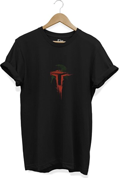 The Baski Tricou negru unisex Star Wars - The Mandalorian imprimat cu mânecă ...