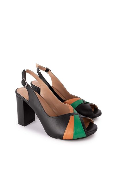 Gondol Pantofi cu toc de damă din piele naturală colorați - Ast.6156